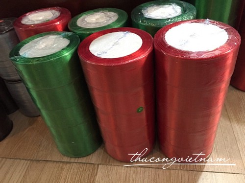 Ruy băng lụa xanh đỏ bản 4cm